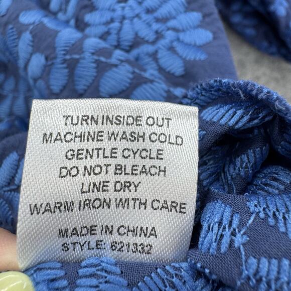 Ivy Jane Embroidered Boho Top Size XS Blue Puff Sleeve Folk Peasant Cottagecore - Picture 4 of 10